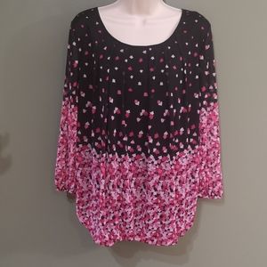 Ricki's Lined Sheer 3/4 Sleeve Bubble Hem Gradient Pattern Fashion top Sz XL